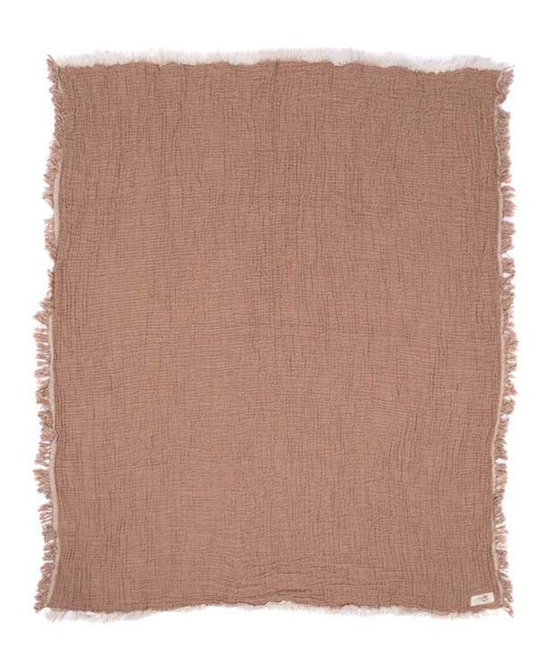 Little Fishies Gauze Receiving Blanket - Warm Taupe