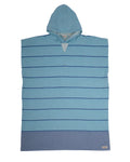 Colorblock Stripe Hooded Poncho - Aqua