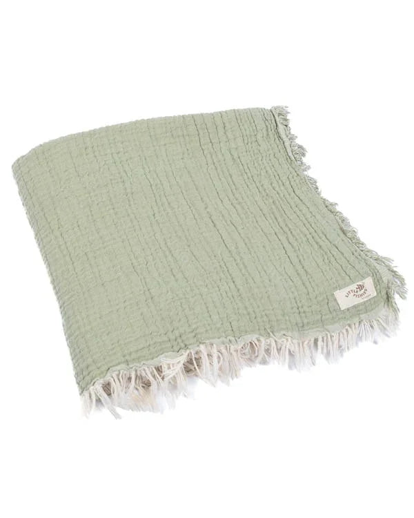 Little Fishies Gauze Receiving Blanket - Sage