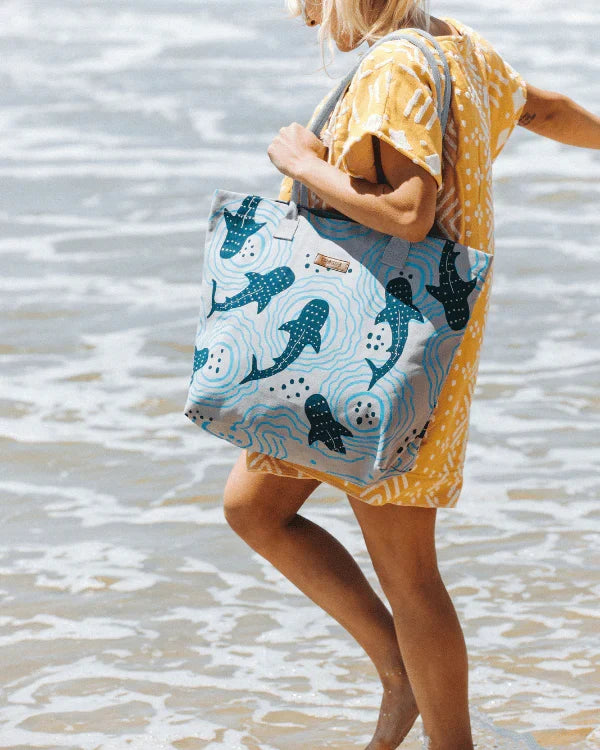 Shark Ripples Beach Tote