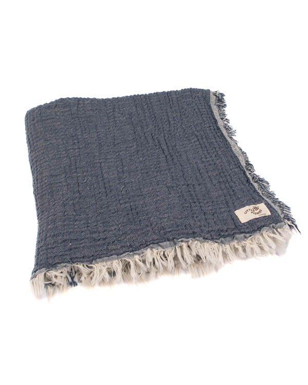 Little Fishies Gauze Receiving Blanket - Navy