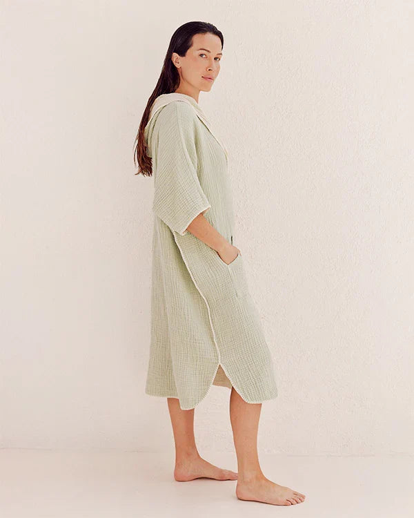 Falta Gauze Hooded Poncho - Sage