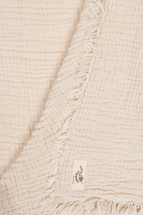 Little Fishies Gauze Receiving Blanket - Natural