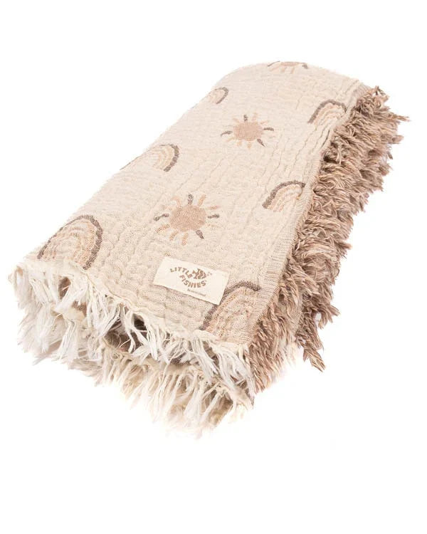 Rainbow Gauze Receiving Blanket Single with Pouch