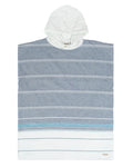 Colorblock Stripe Hooded Poncho Youth - Blue