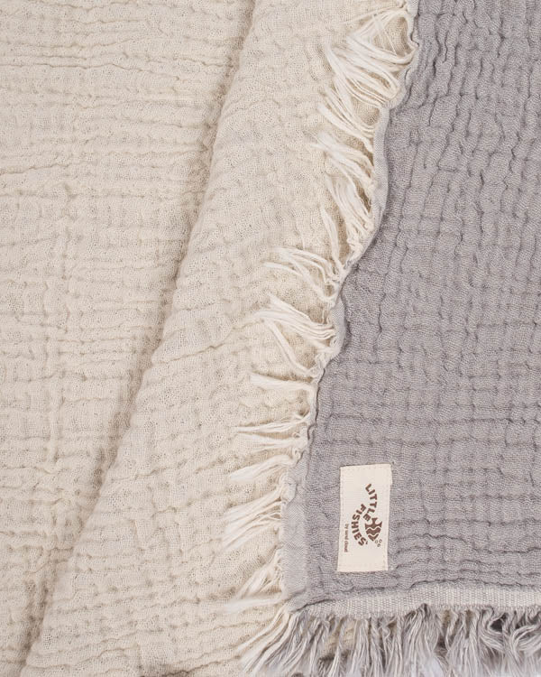 Little Fishies Gauze Receiving Blanket - Grey