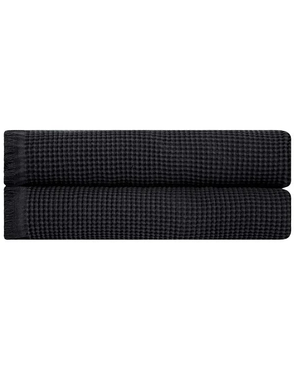Micro Waffle XL Bath Bundle - 2 Pack - Black