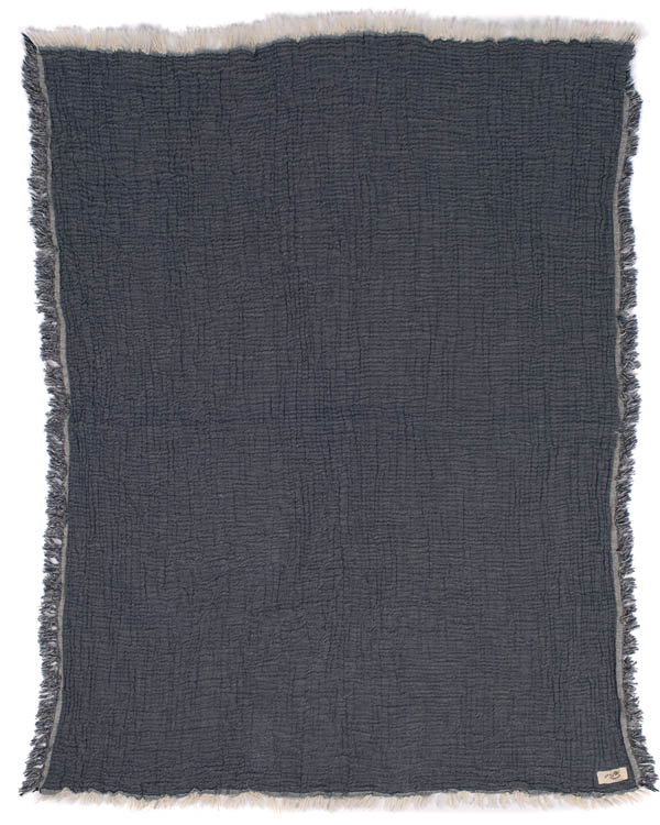 Little Fishies Gauze Receiving Blanket - Navy
