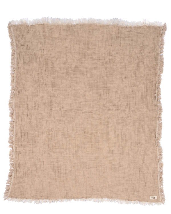 Little Fishies Gauze Receiving Blanket - Beige