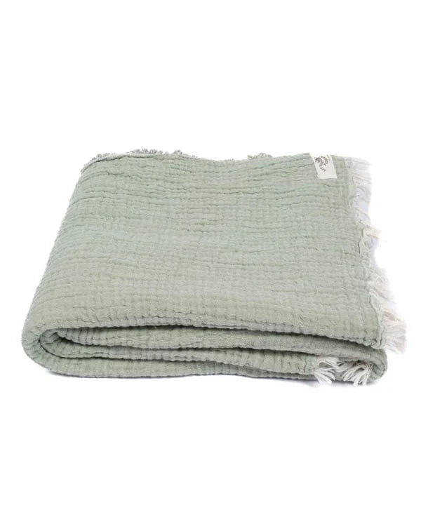 Little Fishies Gauze Receiving Blanket - Sage