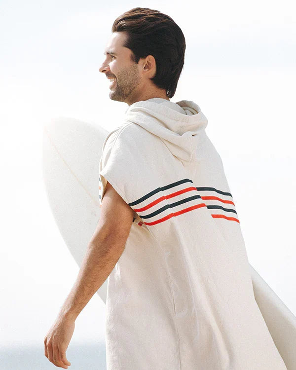 Border Classic Stripe Poncho - Red / Navy