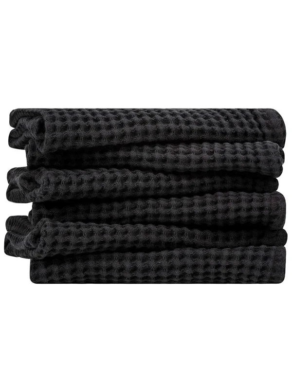 Micro Waffle Bath Washcloth Bundle - 6 Pack - Black