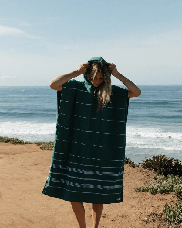 Classic Stripe Hooded Poncho - Rain Forest