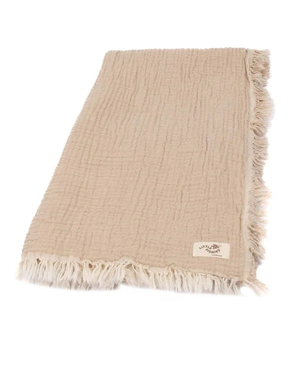 Little Fishies Gauze Receiving Blanket - Beige