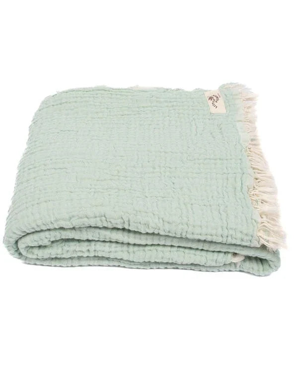 Little Fishies Gauze Receiving Blanket - Seafoam