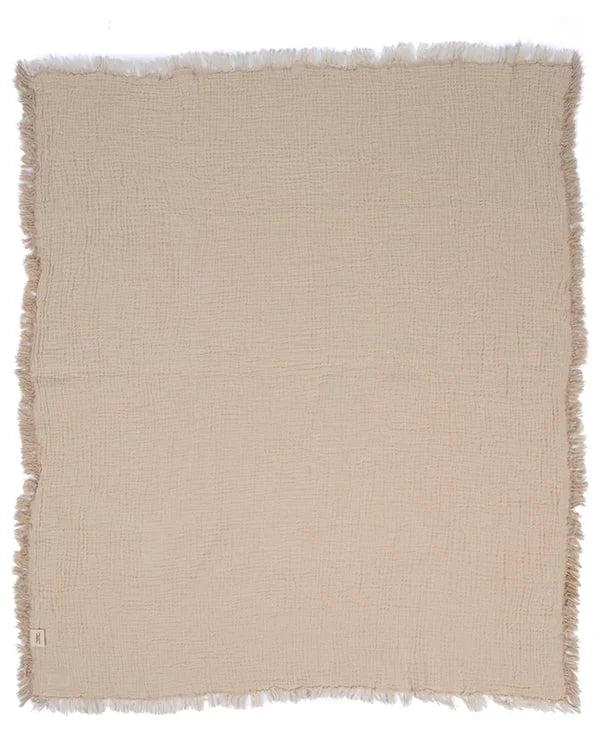 Little Fishies Gauze Receiving Blanket - Beige